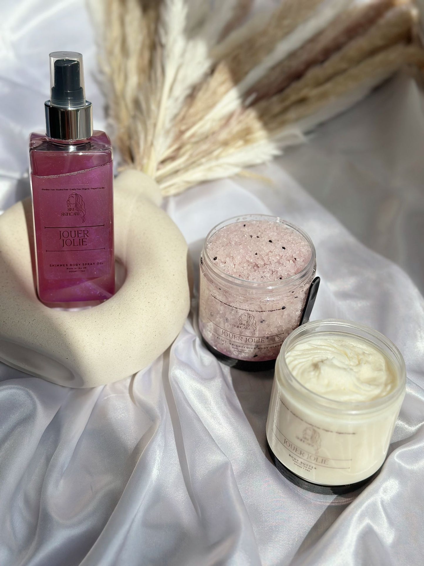 Full Collection: Body Butter, Exfoliating Brightening Body Scrub and Shimmer Body Spray Oil